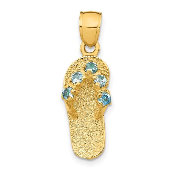 14k Yellow Gold 3D December/CZ Birthstone Flip Flop Pendant,All Products : American Fashion Style Bags On Sale